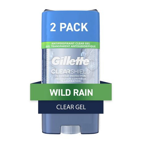 Gillette Clear Gel Antiperspirant and Dedorant for Men Wild Rain, Twin pack 2 of 108g