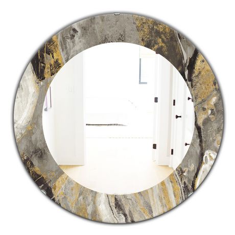 Designart 'Painted Gold Stone' Traditional Mirror - Oval or Round Wall ...
