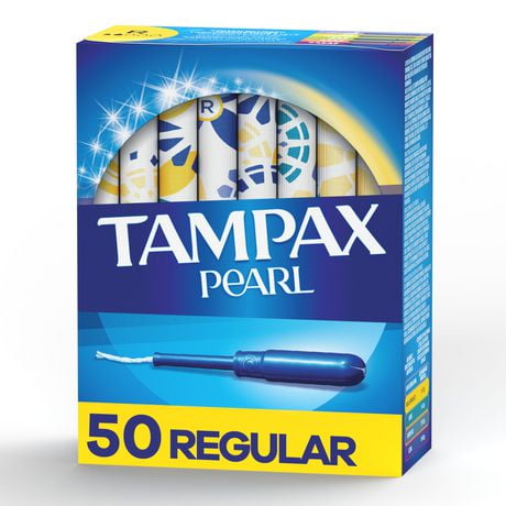 Tampax Pearl Tampons Regular Absorbency with BPA-Free Plastic Applicator and LeakGuard Braid, Unscented, 50 Tampons