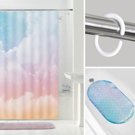 Rainbow 14 Piece Bath Set Peva Shower Curtain Tub Mat And Shower