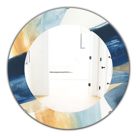 Designart 'Indigo Panel I' Modern Mirror - Oval or Round Wall Mirror ...