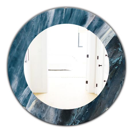 Designart 'Splash Blue Indigo' Modern Mirror - Oval or Round Wall ...