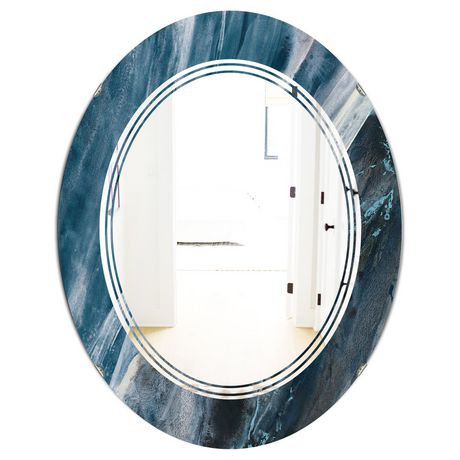 Designart 'Splash Blue Indigo' Modern Oval Wall Mirror - Triple C 24x36 ...