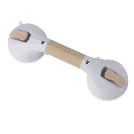 Suction Cup Grab Bar, 12", White and Beige, 12" Long