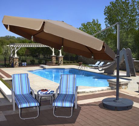 Island Umbrella Victoria 13 Ft Octagonal Cantilever W Valance Stone Sunbrella Acrylic Patio Umbrella Walmart Canada