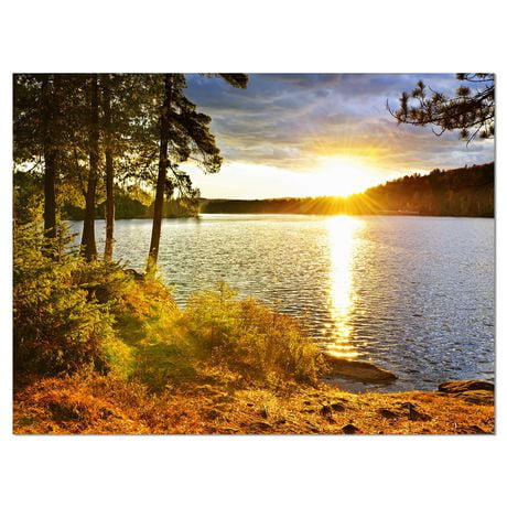 Designart Beautiful View of Sunset over Lake Canvas Wall Art