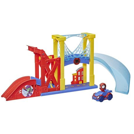 Marvel Spidey and His Amazing Friends Web Squad City Chase Playset, Collapsing Bridge, Includes Spidey Racer Vehicle, For Kids Ages 3 and Up, Ages 3 and up