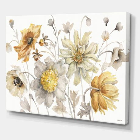 Designart Fields of Gold Watercolor Flower VII Canvas Wall Art