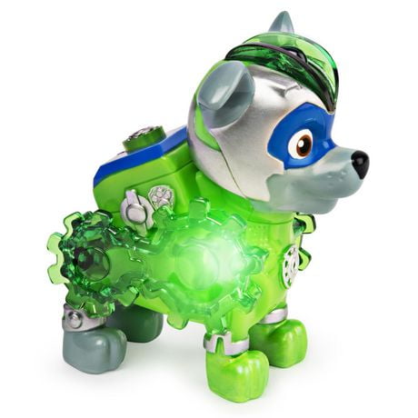 PAW Patrol, Mighty Pups Charged Up Rocky Collectible Figure with Light ...