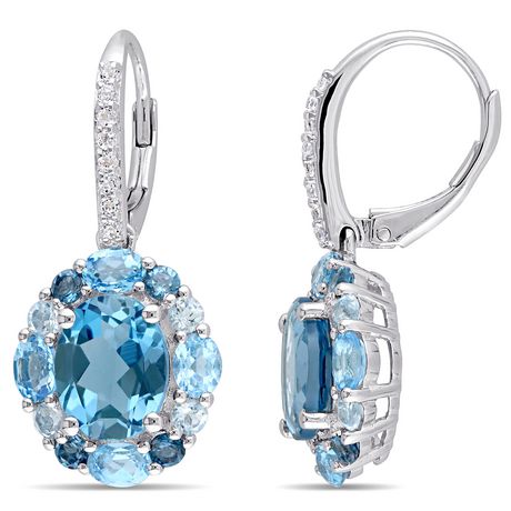 Tangelo 7-7/8 Carat T.G.W. Blue Topaz and White Topaz Sterling Silver ...