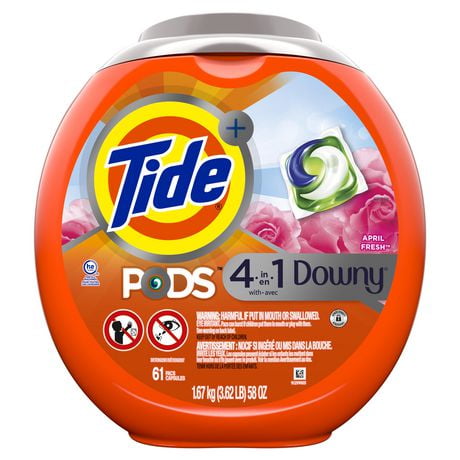 Tide PODS with Downy, Liquid Laundry Detergent Pacs, April Fresh, 61 count