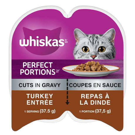 Nourriture humide pour chats Perfect Portions de Whiskas repas à la dinde coupes en sauce 75g