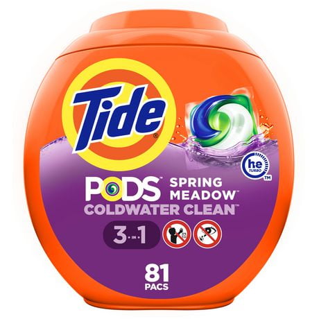 Tide PODS Liquid Laundry Detergent Pacs, Spring Meadow Scent, 81 loads
