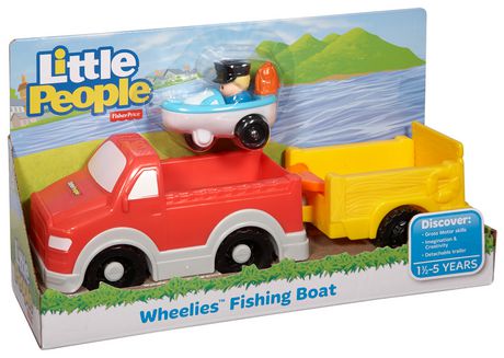 Fisher-Price Little People Wheelies Fishing Boat Discover Toy set New 