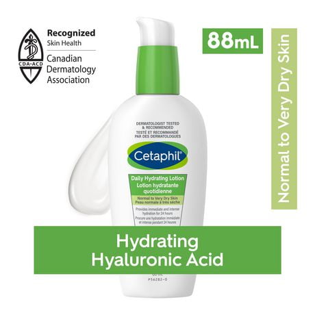 Cetaphil Daily Hydrating Lotion | Made with Hyaluronic Acid | 24hr Hydration | For Dry and Sensitive Skin | Fragrance-Free | 88ml, 88ml