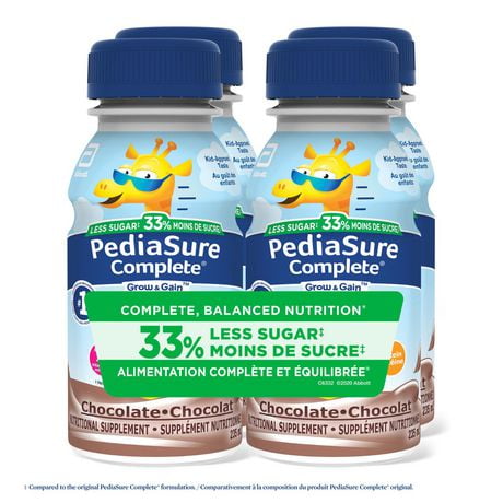 PediaSure Complete® Reduced Sugar, Nutritional Supplement, 4 x 235 mL, Chocolate, 4 x 235 mL