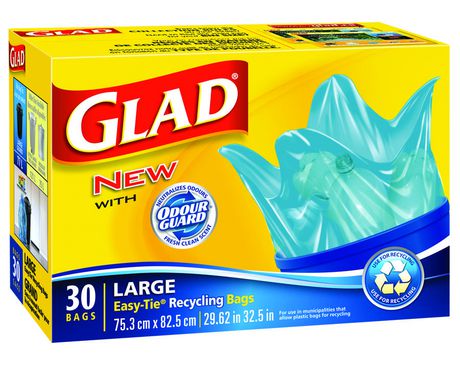 Glad Blue Recycling Bags - Large 90 Litres - 30 Trash bags | Walmart Canada