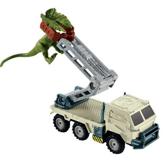 Matchbox Jurassic World Dino Transporters Dilopho-Loader Vehicle and Figure