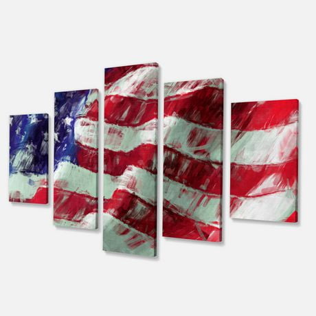 Designart USA Flag Abstract Art Canvas Wall Art