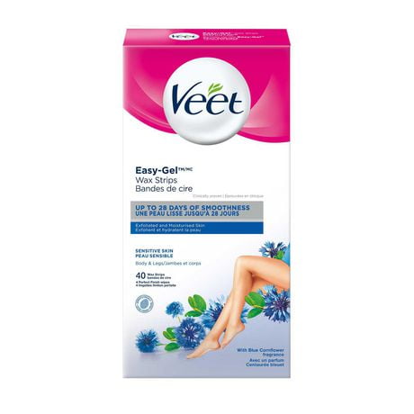 Veet® Easy-Gel™ Wax Strips Body & Legs Sensitive Skin, 40 ct + 4 wipes