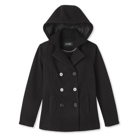 George Women's Hooded Faux Wool Pea Coat | Walmart Canada