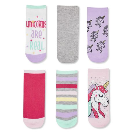 George Girls' 6-Pack Unicorns Are Real No Show Socks | Walmart Canada
