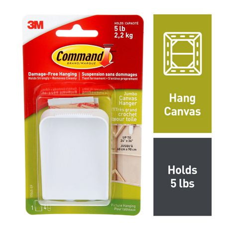 Command™ Jumbo Canvas Hanger 17045-EF, 1 Hanger, 4 Strips, 5 lb