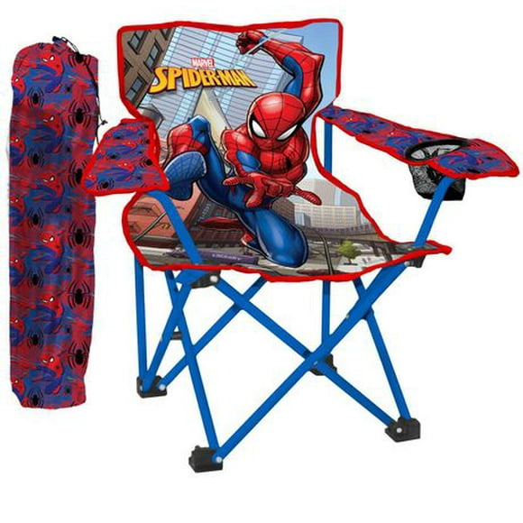 SPIDERMAN CAMP CHAIR + CUP HOLDER, Folding Camp Chair - Spiderman