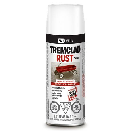 Tremclad Flat White Rust Spray Paint, 340 g