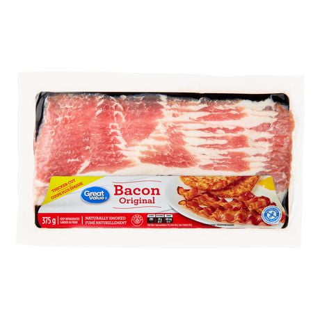 Great Value Naturally Smoked Bacon, 375 g