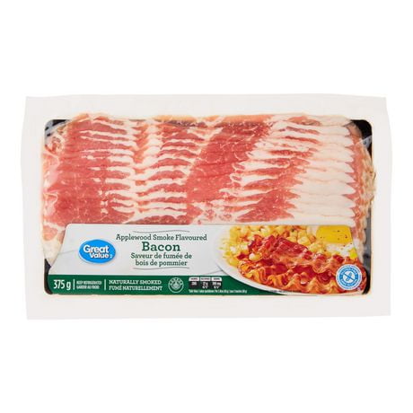 Great Value Applewood Flavoured Naturally Smoked Bacon, 375 g