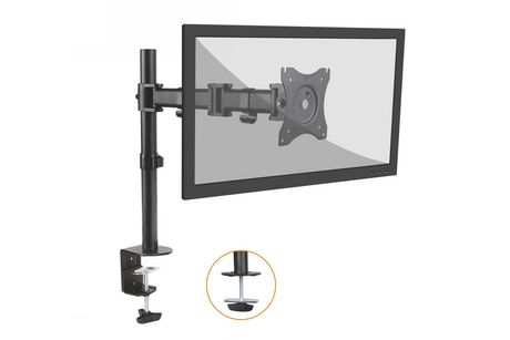 Rocelco Articulated Desk Monitor Mount Arm, Fits 13" - 32" Flat Panel Computer Monitors (Black) Black 1 Box