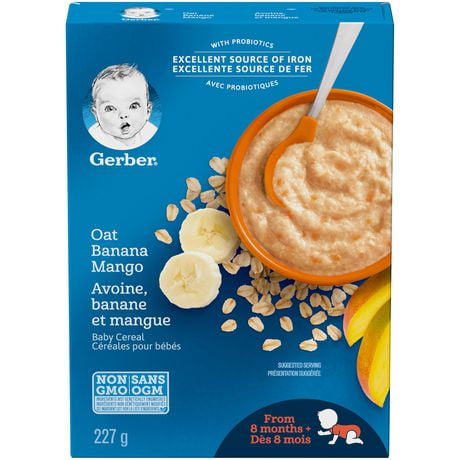 Céréales pour bébés GERBER® Étape 3 Avoine avec banane et mangue 227 g 227 GR