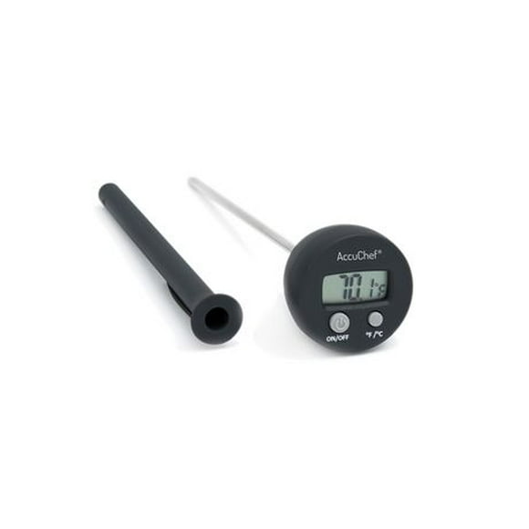Thermomètre numérique AccuChef, noir et acier inoxydable avec couvercle de sonde, modèle 2240 Enregistre la température interne