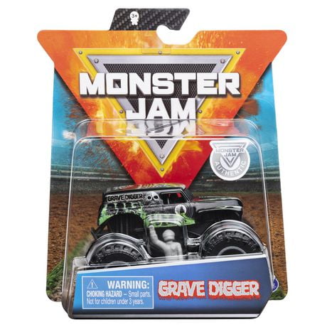 Monster Jam, Monster truck authentique Grave Digger en métal moulé à l'échelle 1:64, série Retro