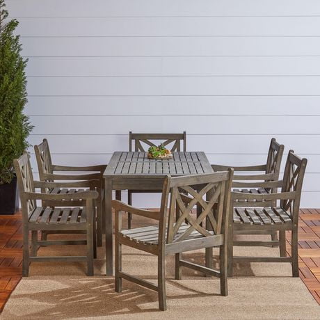 Malibu Ensemble de table et chaises à manger se composant de 5 pièces en bois pour patio extérieur