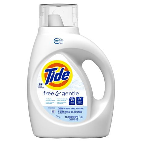 Tide Free & Gentle Liquid Laundry Detergent, HE Compatible, 1L