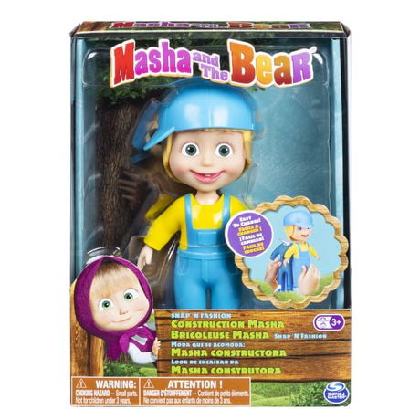 Masha and the Bear, Construction Snap ‘N Fashion Masha Dress-up Doll ...