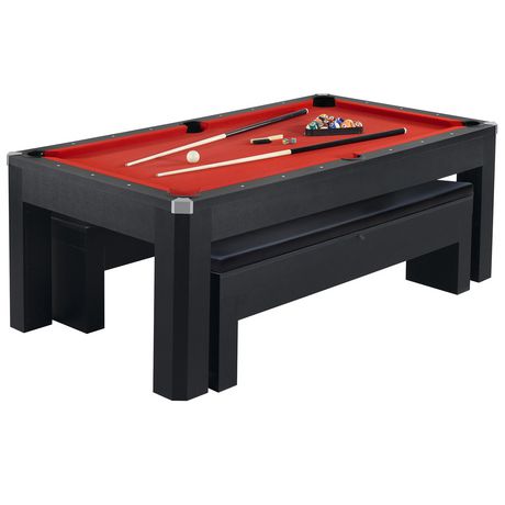Park Avenue 7 Foot Pool Table Tennis, Pool Table With Dining Top And Benches