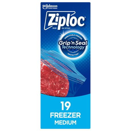 Ziploc® Freezer Bags with Stay Open Technology, Medium, 19 Bags