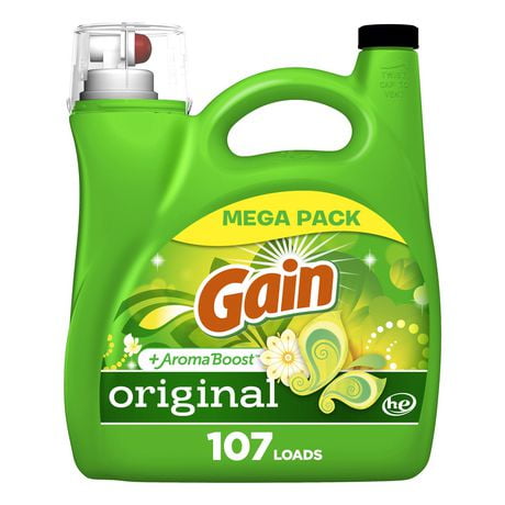 Gain + Aroma Boost Liquid Laundry Detergent, Original Scent, HE Compatible, 107 Loads, 4.55 L