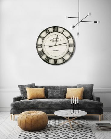 Large Decorative Wall Clock, 36 Inch Round Oversized Roman Numeral ...