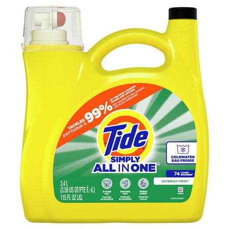 Tide Simply Clean & Fresh Liquid Laundry Detergent, Daybreak Fresh, 74 Loads, 3.4 L