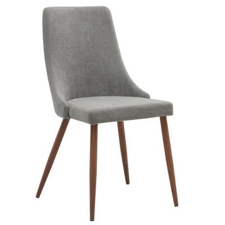Set of 2 Mid-Century Fabric & Metal Side Chair in Grey