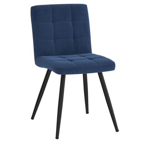 Ensemble de deux chaises d'appoint contemporaines en velours et métal – bleues