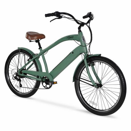 Vélo électrique Hyper E-Ride 26" pour hommes 36V, vélo de croisière électrique, assistance électrique au pédalage, moteur de 250W, couleur verte.