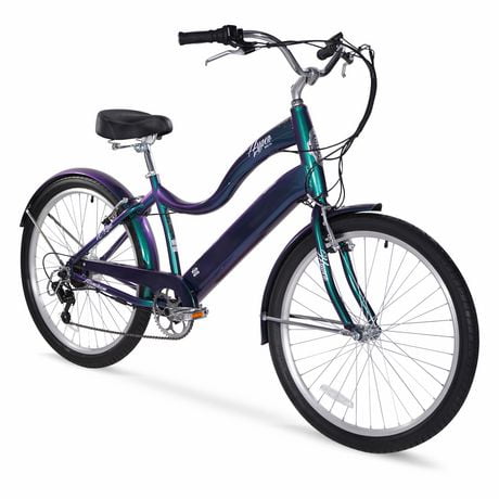 Hyper E-Ride 26" Ladies 36V Electric Cruiser E-Bike with Pedal-Assist, 250W Motor, Teal Purple