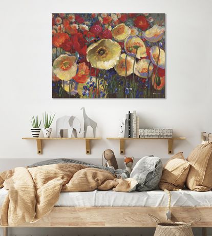 30X40 Inch POPS IV Canvas Print Wall Art, Large XL Flowers Red Yellow ...