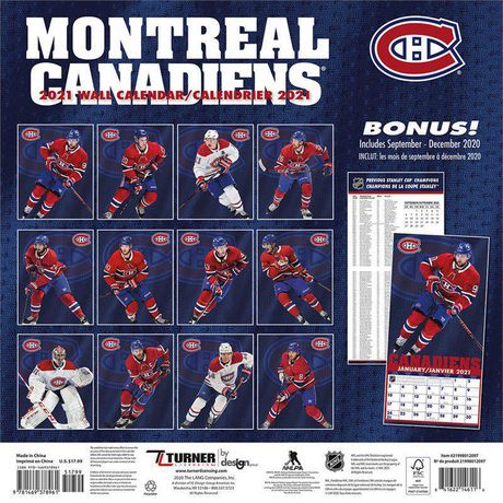 Montreal Canadiens Team 2021 12 x 12 Inch Monthly Square Wall Calendar