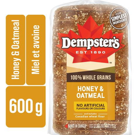 Dempster’s® 100% Whole Grains Honey & Oatmeal Sliced Bread, 600 g